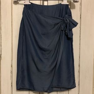Blue Rain Tie Knot Midi Skirt